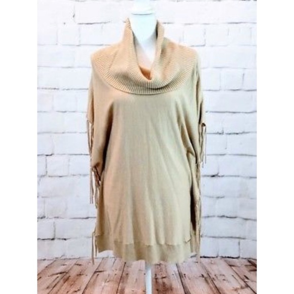 Michael Kors Fringe Cowl Neck Poncho Sweater - Picture 2 of 6
